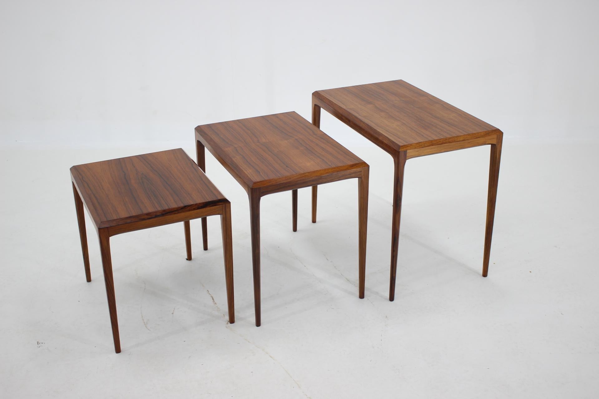 Palisander 1960s Johannes Andersen Rosewood Nesting Tables for CFC Christensen of Silkeborg For Sale