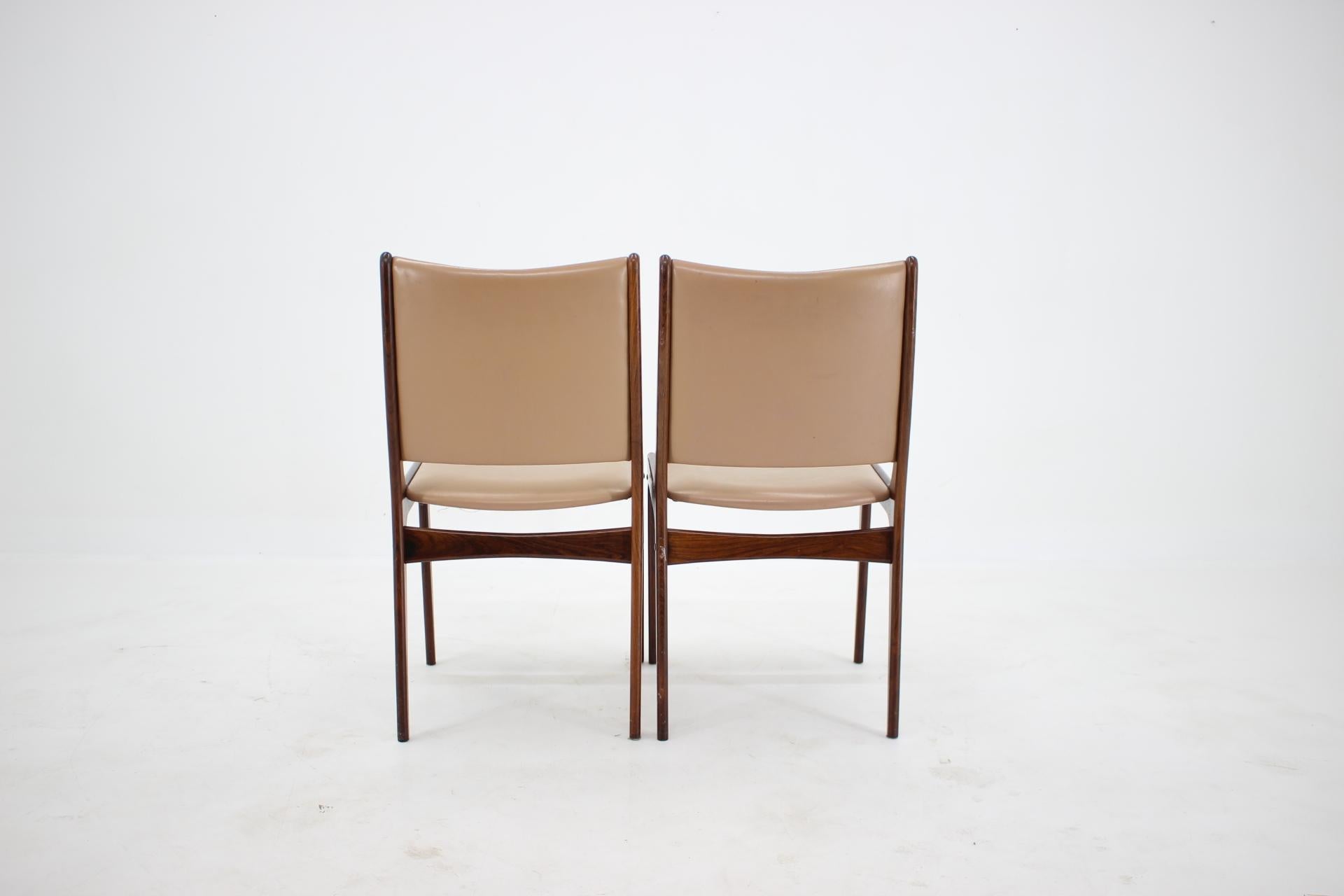 1960s Johannes Andersen Teak Dining Chairs in Leatherette, Set of 4 4