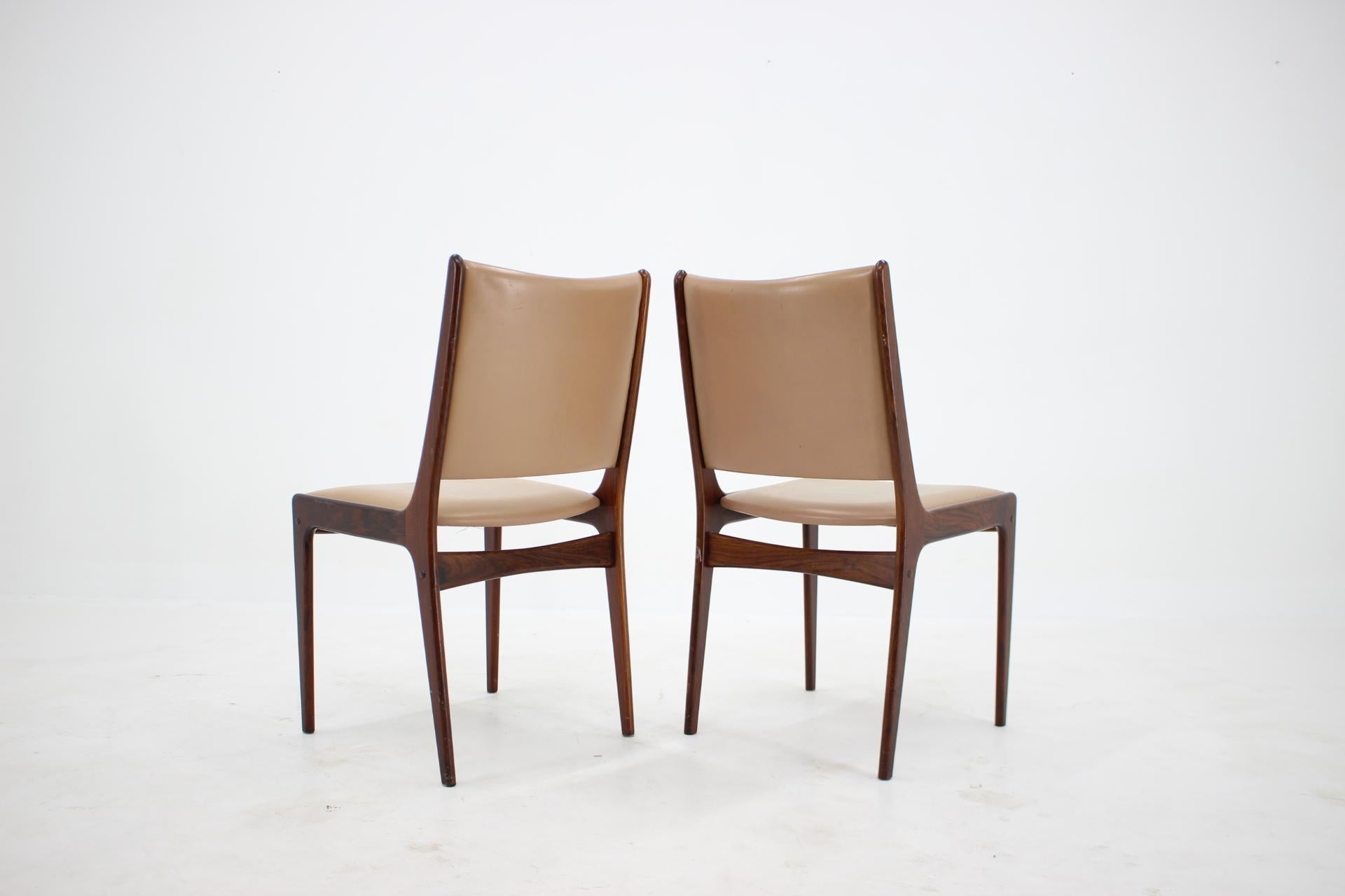 1960s Johannes Andersen Teak Dining Chairs in Leatherette, Set of 4 2