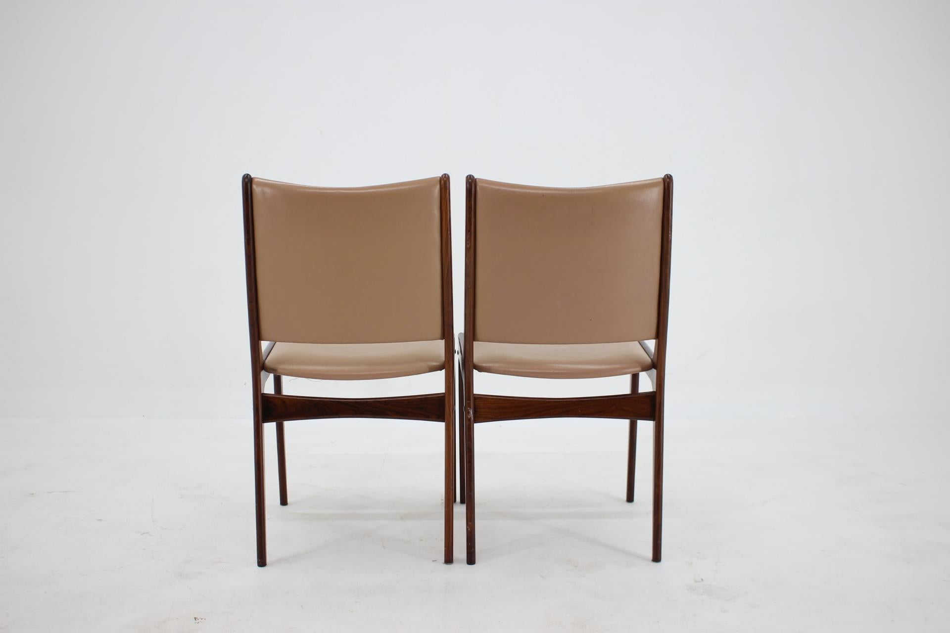 1960s Johannes Andersen Teak Dining Chairs in Leatherette, Set of 4 3