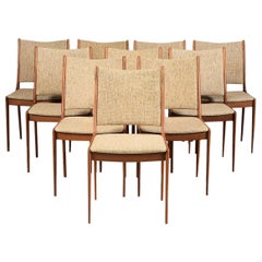Johannes Andersen Set of Ten Refinished Teak Dining Chairs, Inc. Reupholstery Johannes Andersen Set of Ten Refinished Teak Dining Chairs, Inc. Reupholstery