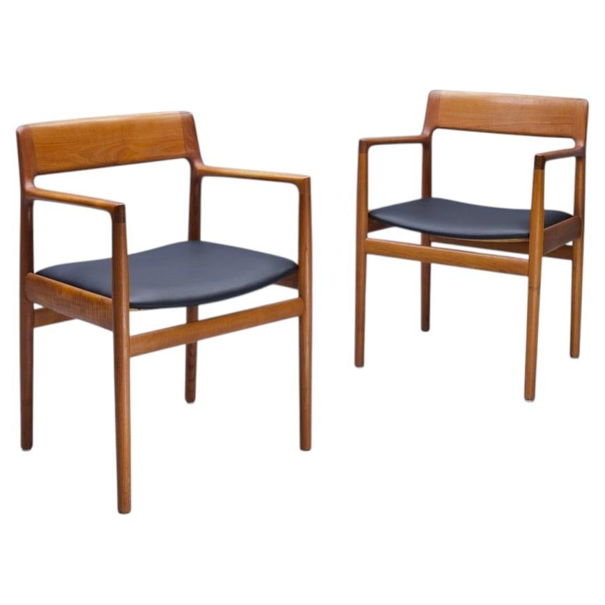 1960s Johannes Norgaards Teak Armchairs Mobelfabrik Mid Century Pair For Sale