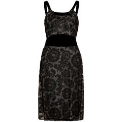 Retro 1960s John Cavanagh Black Lace and Velvet Couture Cocktail Dress