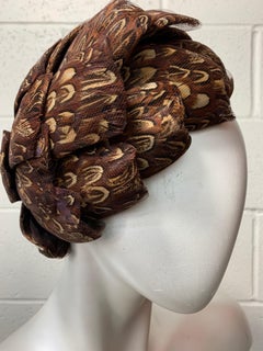 John Frederics Chapeau style turban en plumes de faisan garni de plumes, années 1960