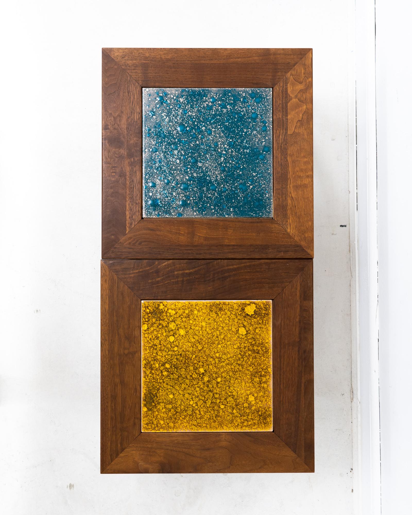 Beistelltische aus blauen Konstellationsfliesen von John Keal für Brown Saltman, 1960er Jahre (Mitte des 20. Jahrhunderts) im Angebot