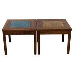 1960s John Keal For Brown Saltman Blue Constellation Tile Side Tables