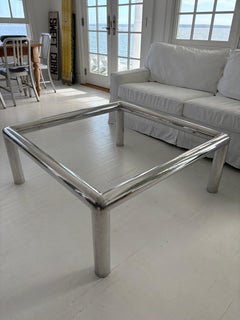 1960s John Mascheroni Aluminum and Bronze Glass “ Tubo” Coffee Table