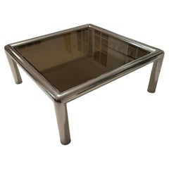 1960s John Mascheroni Aluminum and Bronze Glass “ Tubo” Coffee Table