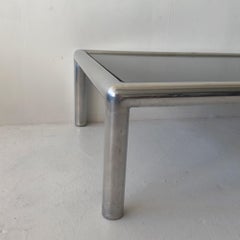 1960s John Mascheroni aluminum and glass "Tubo" coffee table