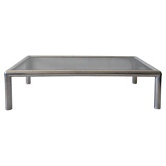 1960s John Mascheroni aluminum and glass "Tubo" coffee table