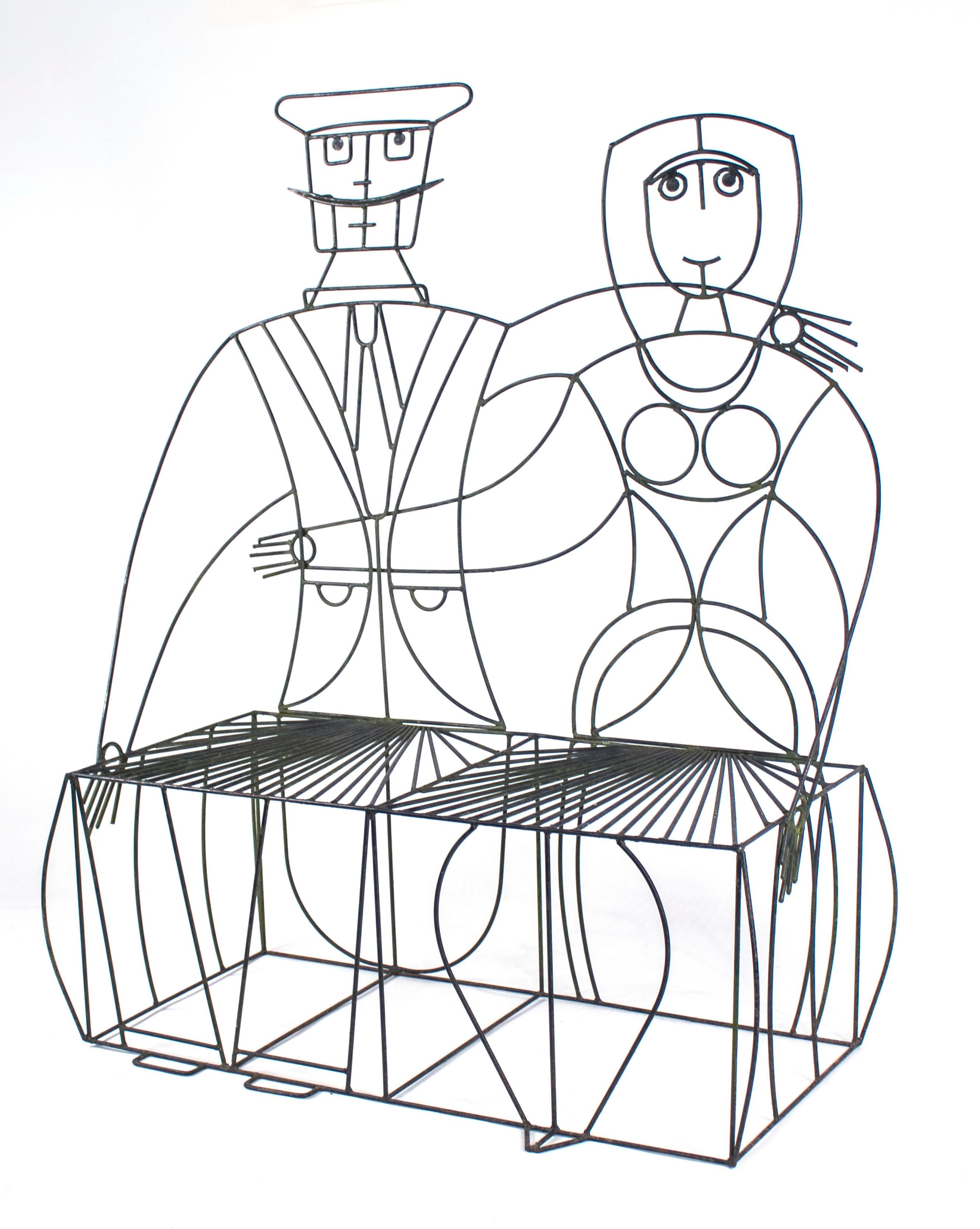 Mid-Century Modern  Risley Monsieur & Mademoiselle Patio Bench Sculpture 1960s