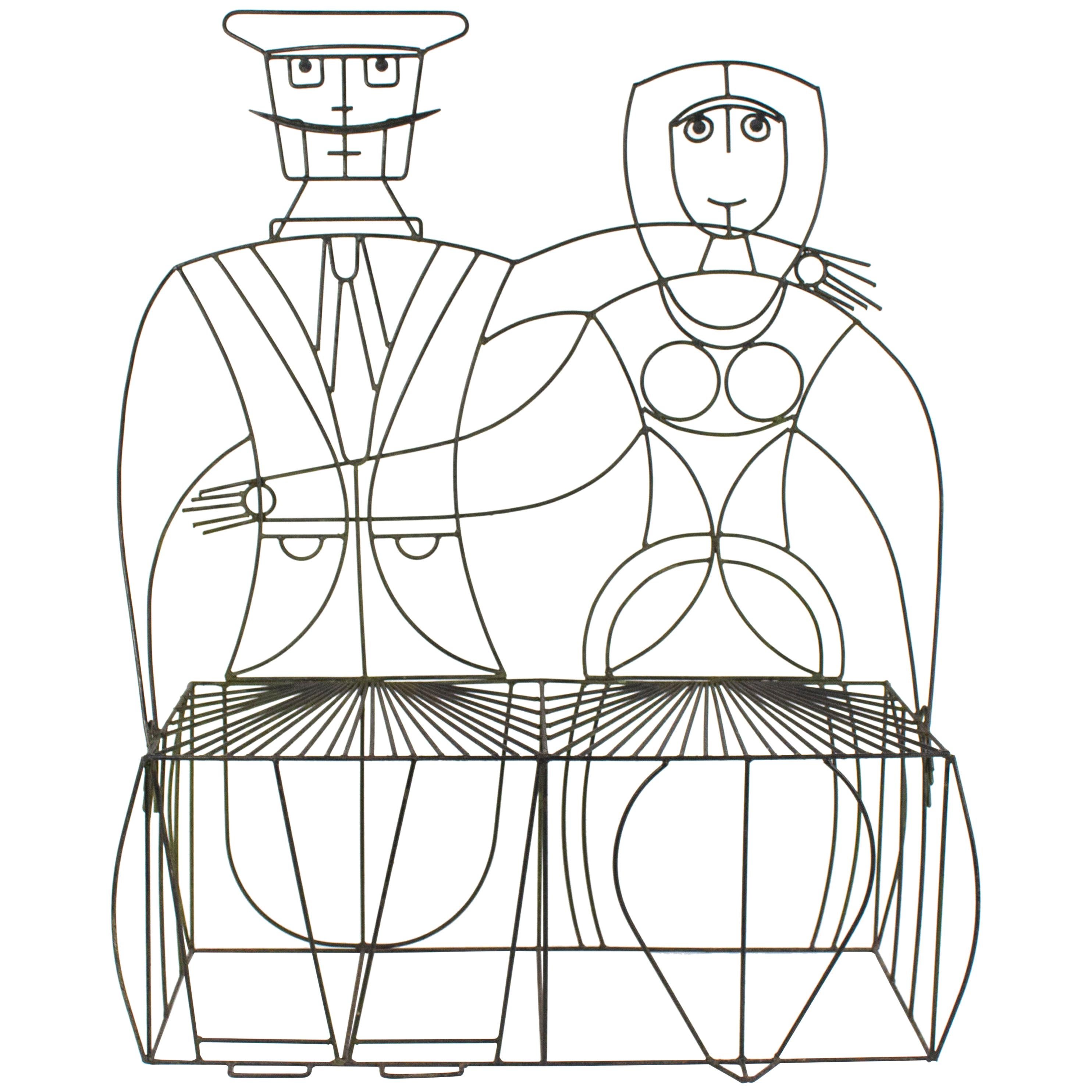  Risley Monsieur & Mademoiselle Patio Bench Sculpture 1960s