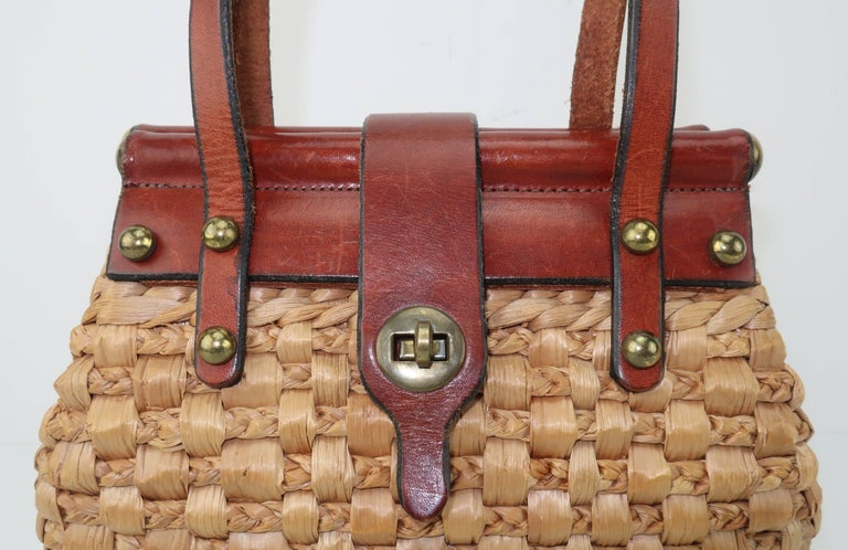 Vintage John Romain Purse Brown Leather Doctors Bag Handbag Style January  1969