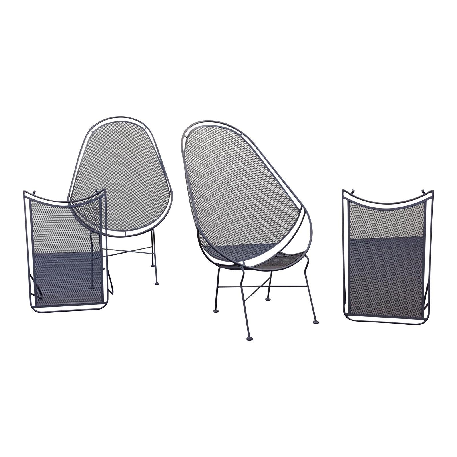 1960s John Salterini High Back Lounge Chairs & Ottomans, 2 Lounge Set For Sale 10
