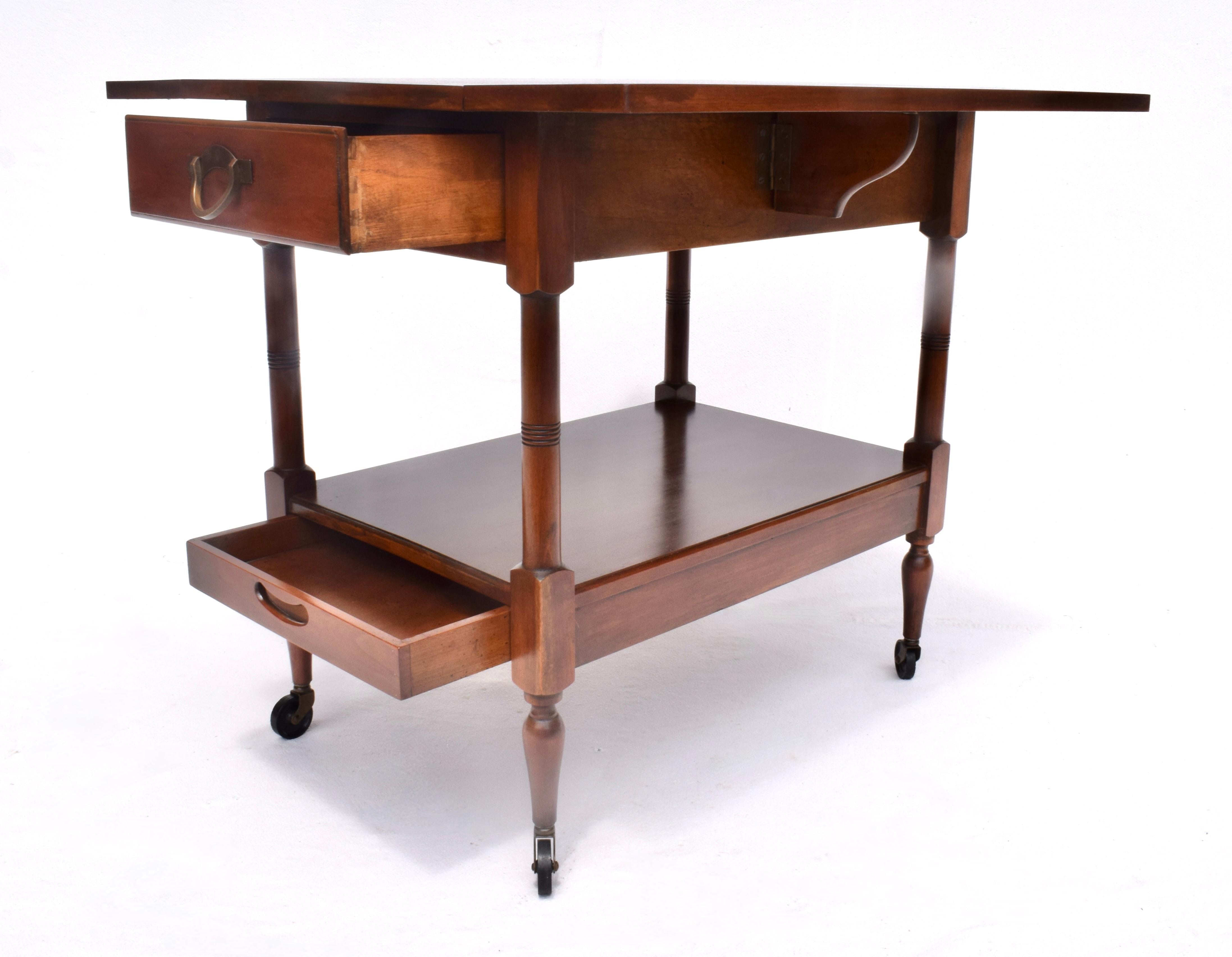 American 1960's John Stuart Bar Cart Tea Trolly on Casters For Sale