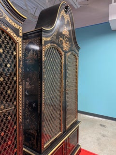 1960’s John Widdicomb Bonnet Top Chinoiserie Cabinets, a Pair