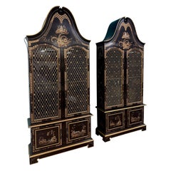 1960’s John Widdicomb Bonnet Top Chinoiserie Cabinets, a Pair