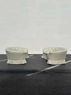 1960s John Widdicomb Kidney Immaculate Green Beige Sofa Loveseats, Set of 2