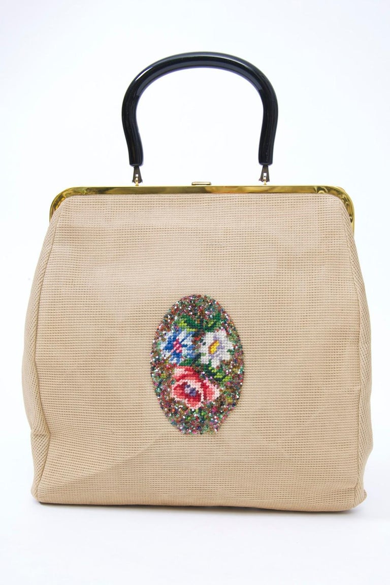 1960s Jolles Beaded Needlepoint Bag For Sale at 1stdibs