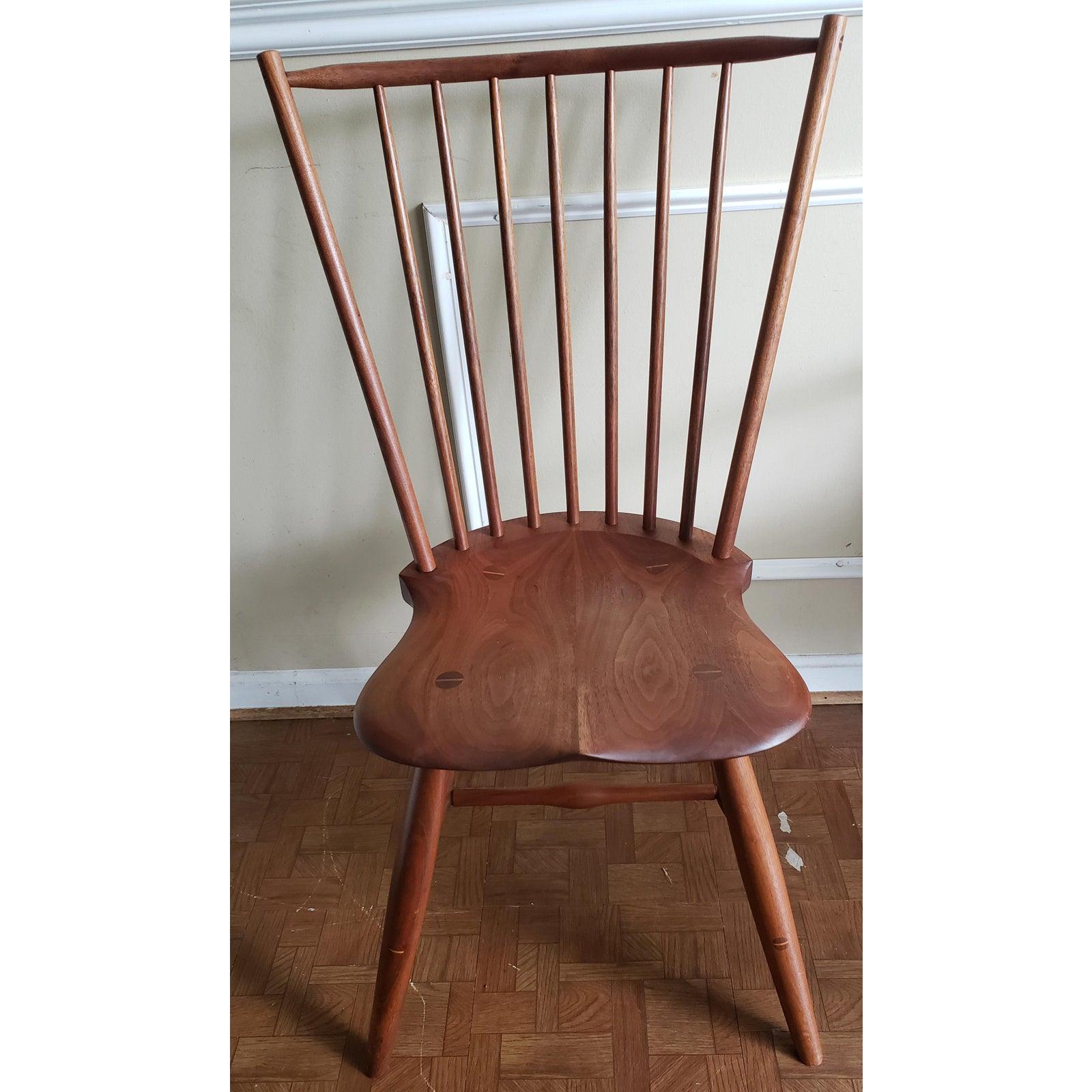 Oak 1960s JOs Custom Saddle Seat Walnut Windsor Side Chair For Sale