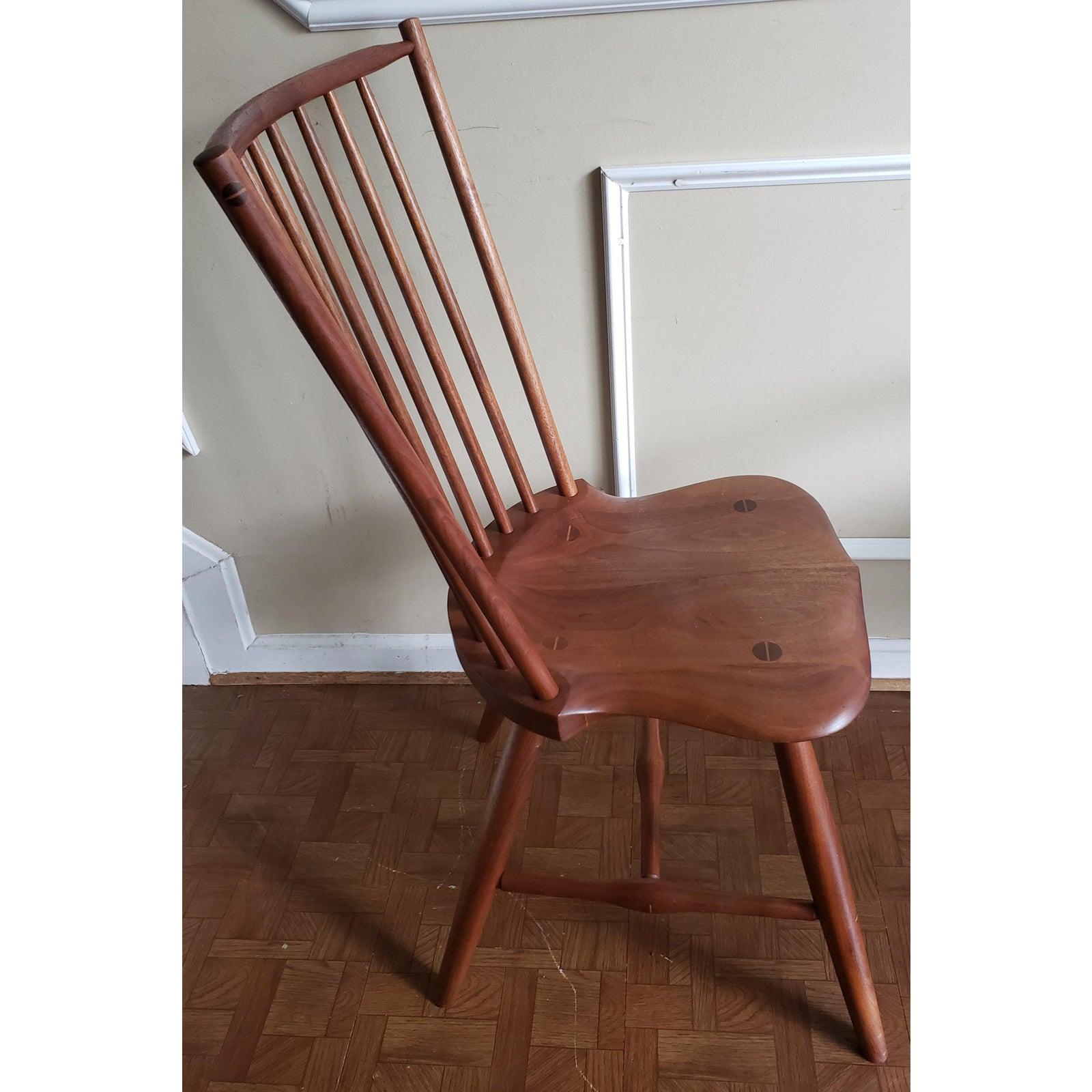 Mid-Century Modern 1960s JOs Custom Saddle Seat Walnut Windsor Side Chair For Sale