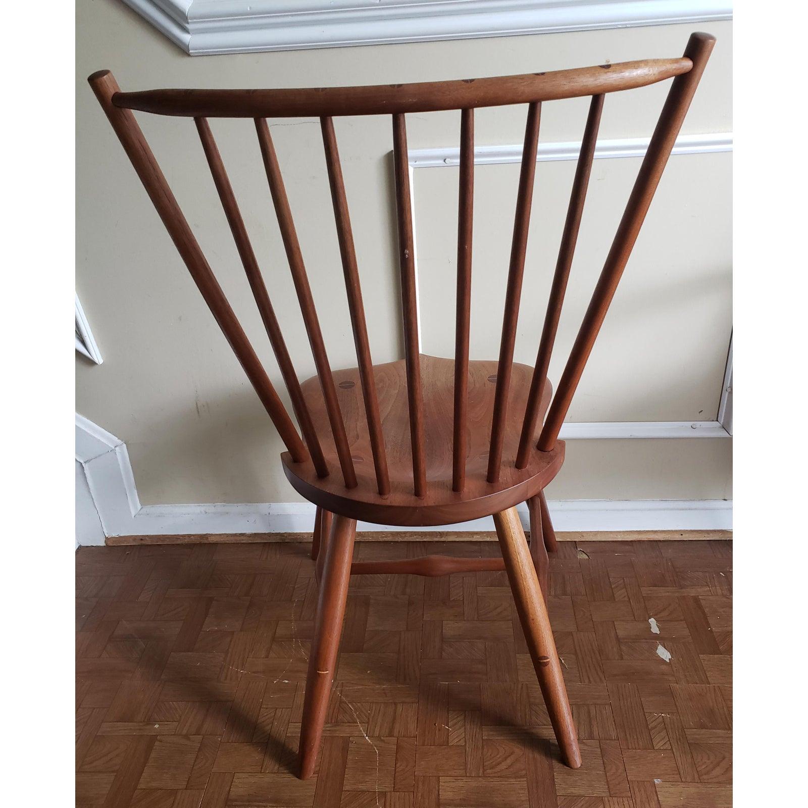 American 1960s JOs Custom Saddle Seat Walnut Windsor Side Chair For Sale