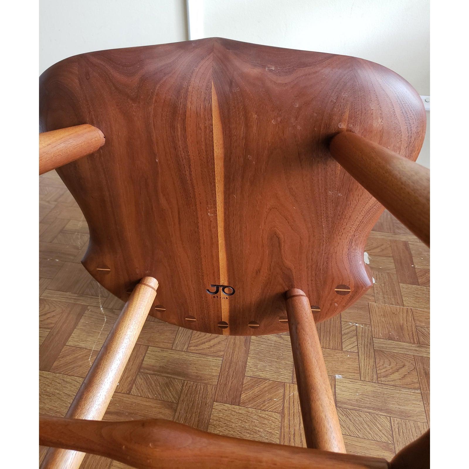 Woodwork 1960s JOs Custom Saddle Seat Walnut Windsor Side Chair For Sale