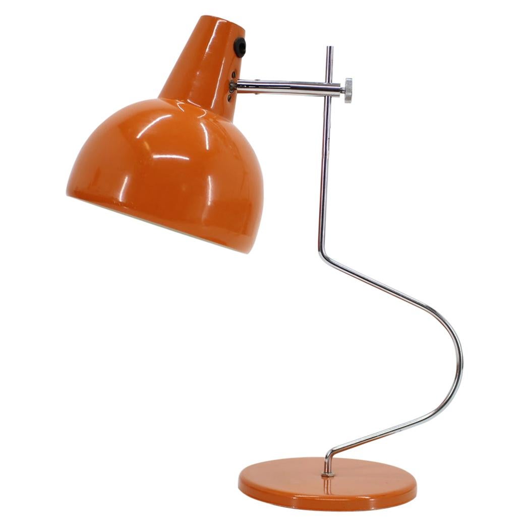 1960s Minimalist Orange Steel Desk Lamp For Sale at 1stDibs