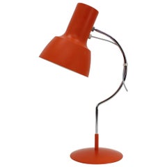 1960s Josef Hurka Orange Red Desk Lamp, Czechoslovakia