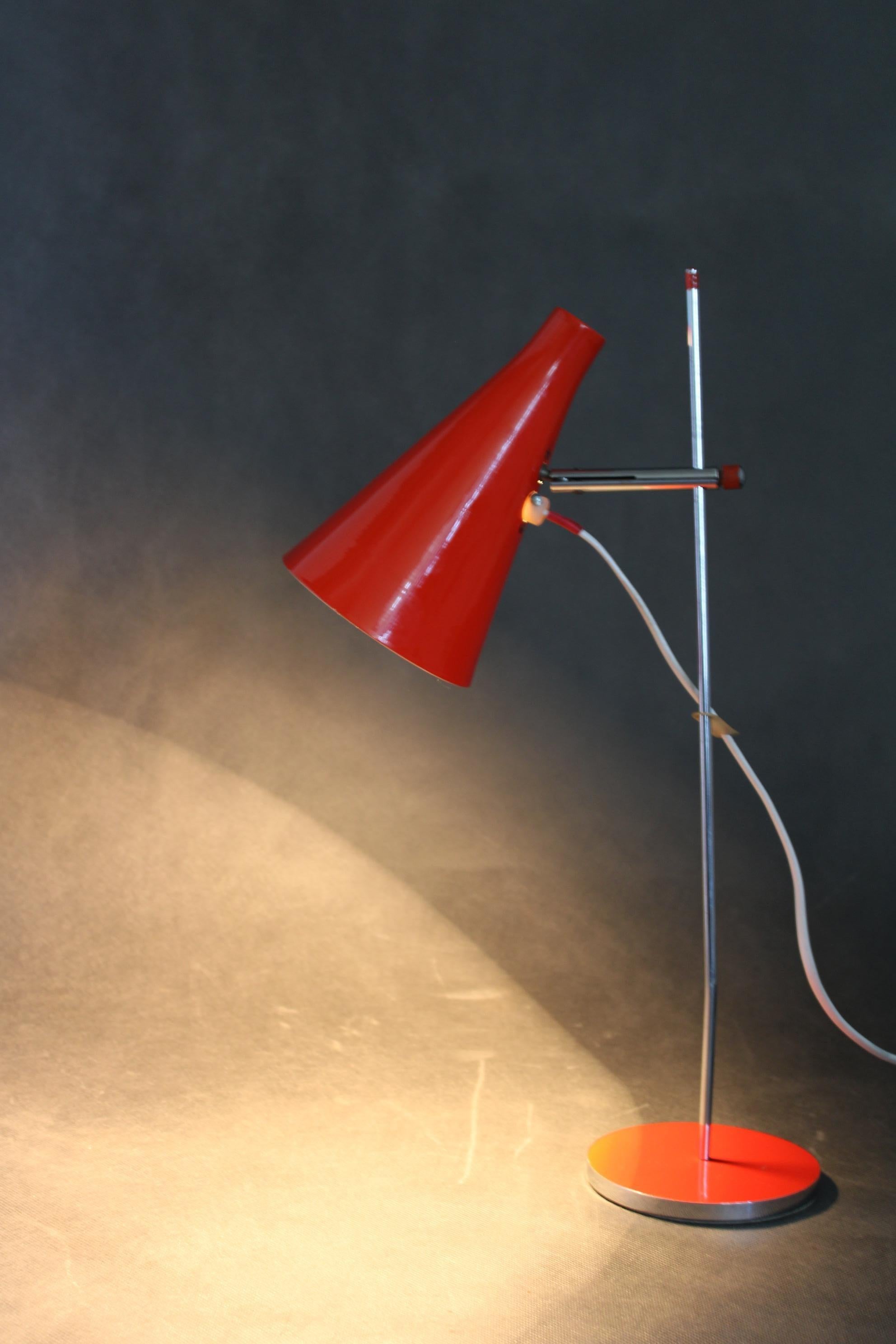 1960s Josef Hurka Red Desk Lamp for Lidokov , Czechoslovakia For Sale 4
