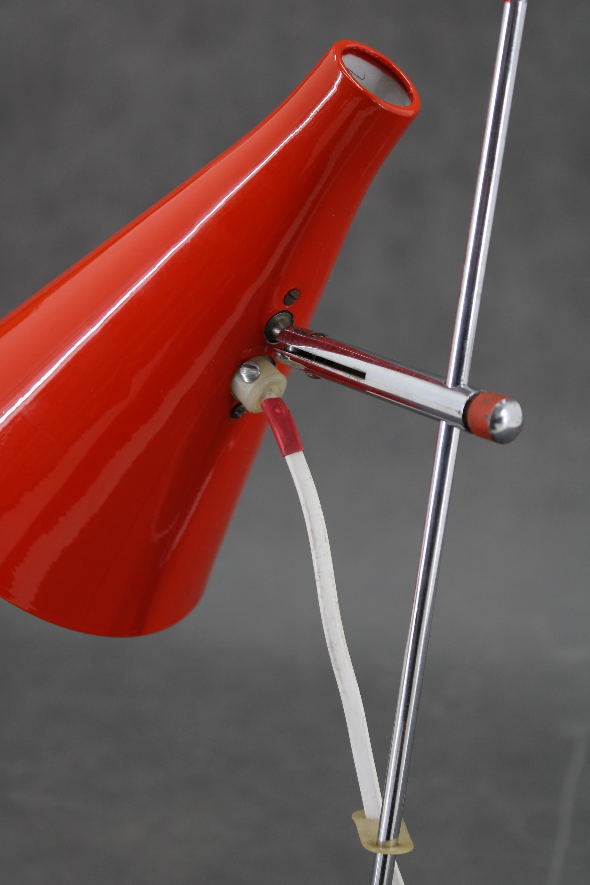 Mid-20th Century 1960s Josef Hurka Red Desk Lamp for Lidokov , Czechoslovakia For Sale