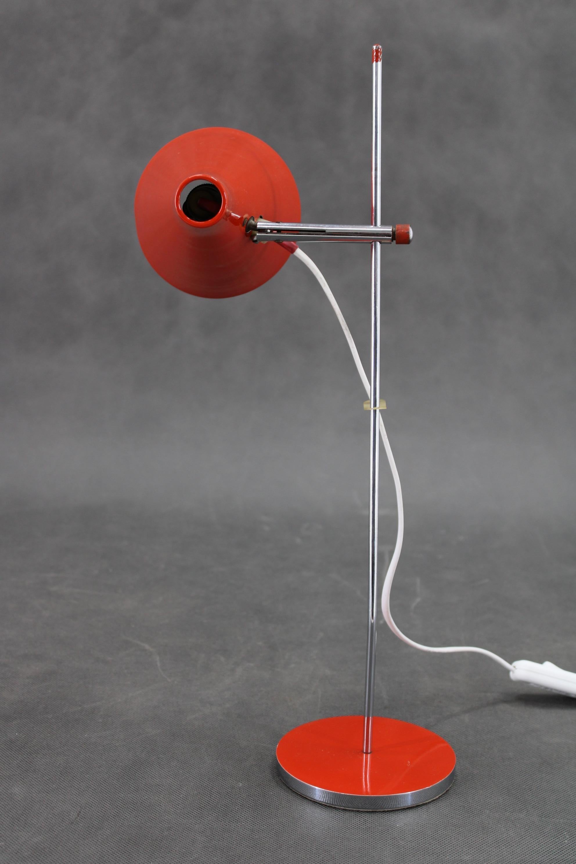 1960s Josef Hurka Red Desk Lamp for Lidokov , Czechoslovakia For Sale 2