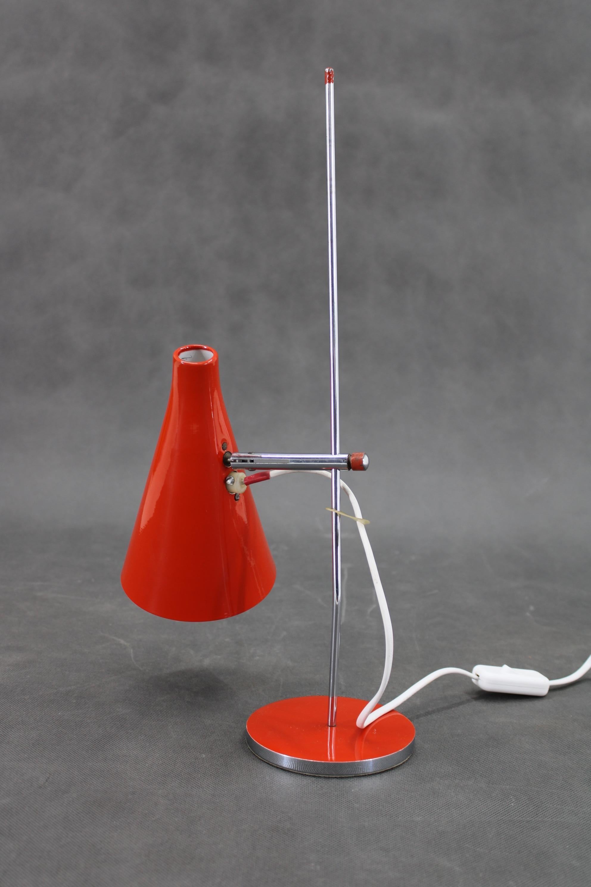 1960s Josef Hurka Red Desk Lamp for Lidokov , Czechoslovakia For Sale 3