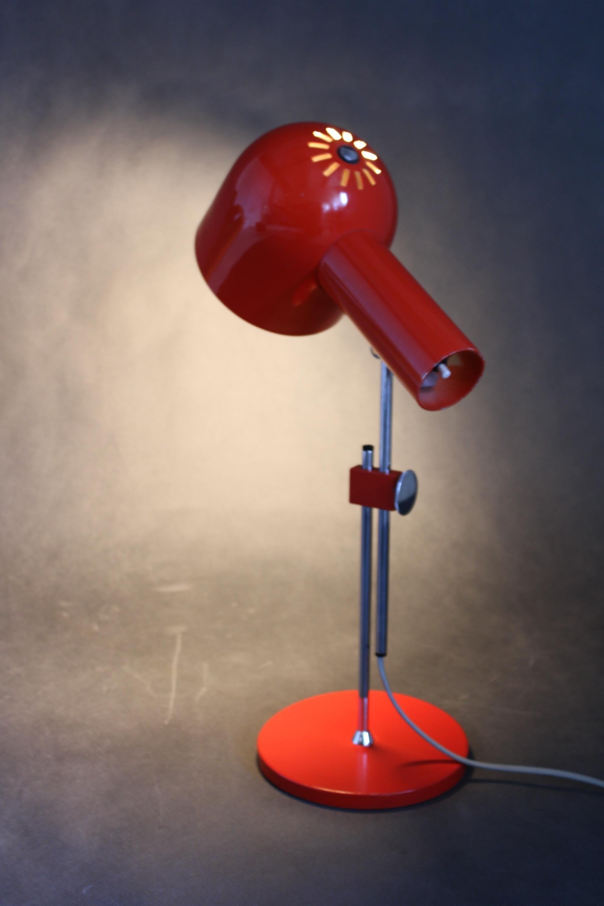 1960s Josef Hurka Red Desk Lamp for Napako , Czechoslovakia For Sale 12