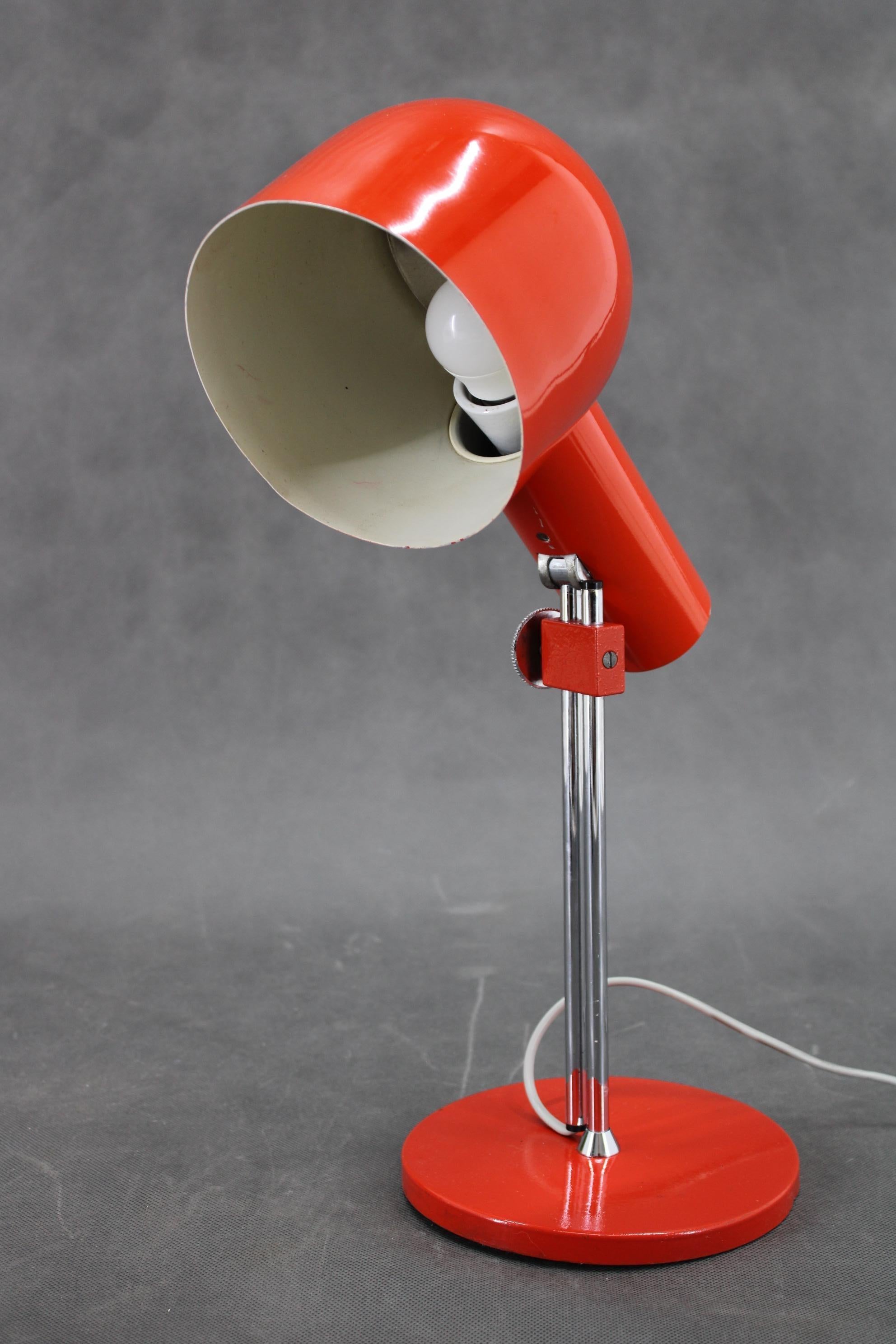 Mid-Century Modern 1960s Josef Hurka Red Desk Lamp for Napako , Czechoslovakia For Sale