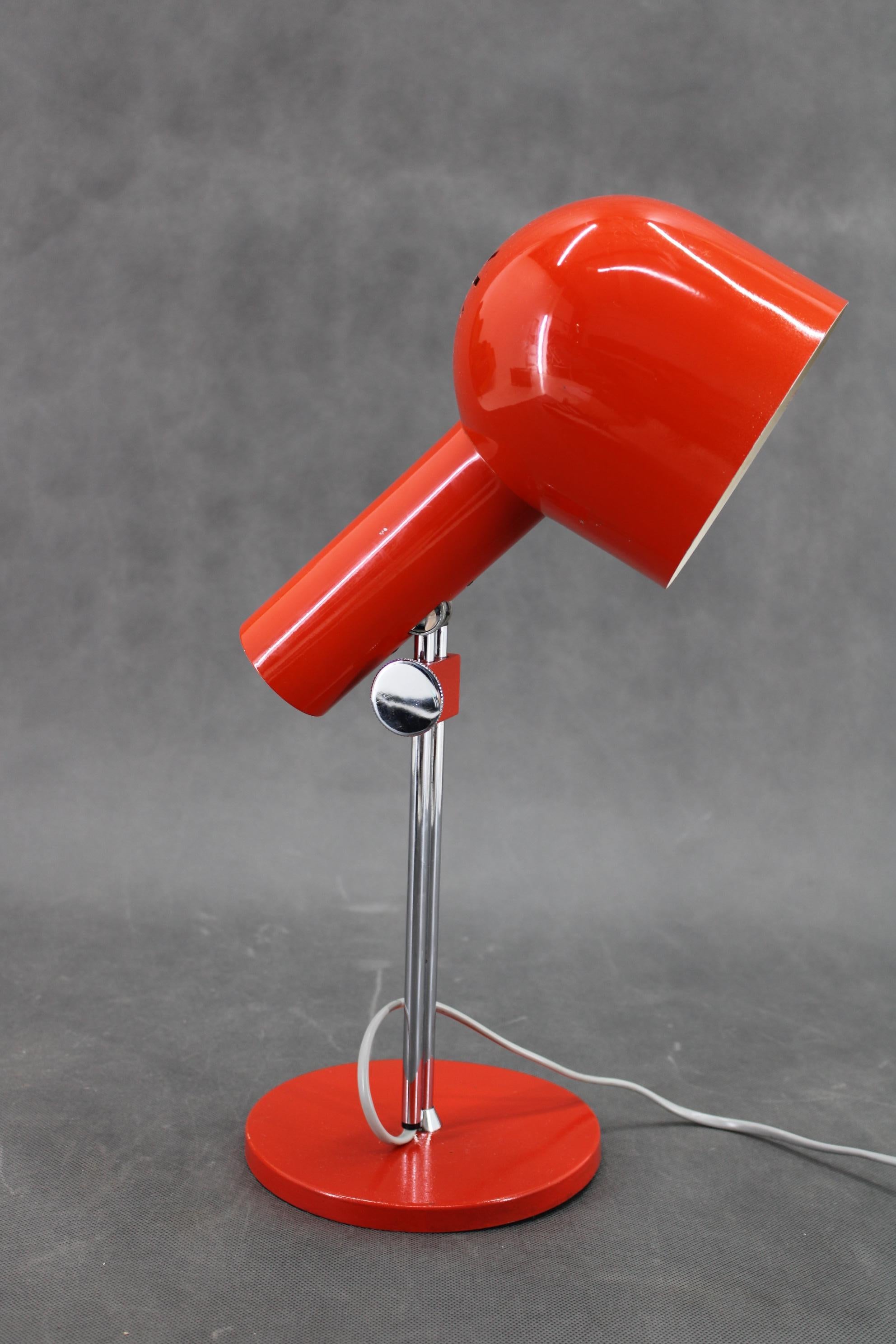 Mid-20th Century 1960s Josef Hurka Red Desk Lamp for Napako , Czechoslovakia For Sale