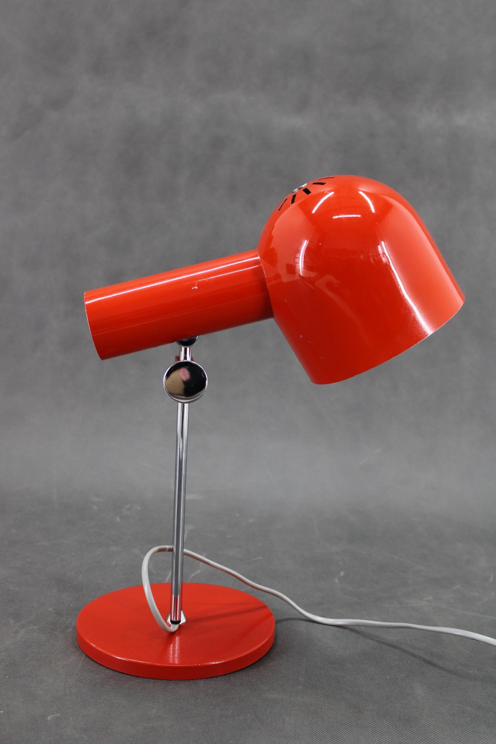 Metal 1960s Josef Hurka Red Desk Lamp for Napako , Czechoslovakia For Sale