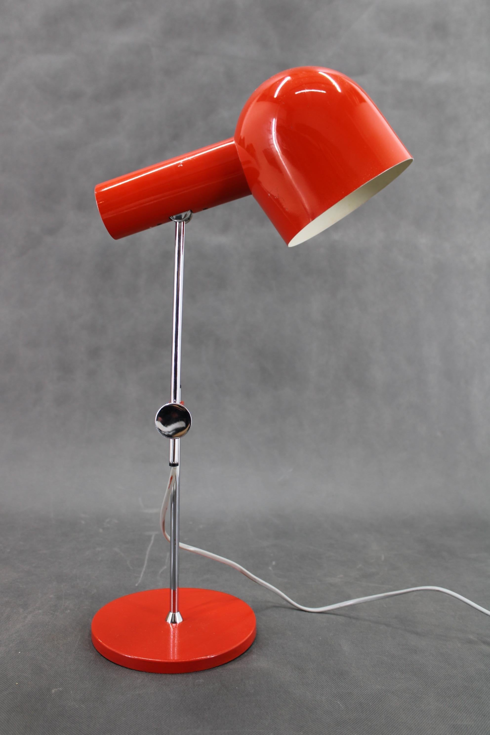 1960s Josef Hurka Red Desk Lamp for Napako , Czechoslovakia For Sale 1