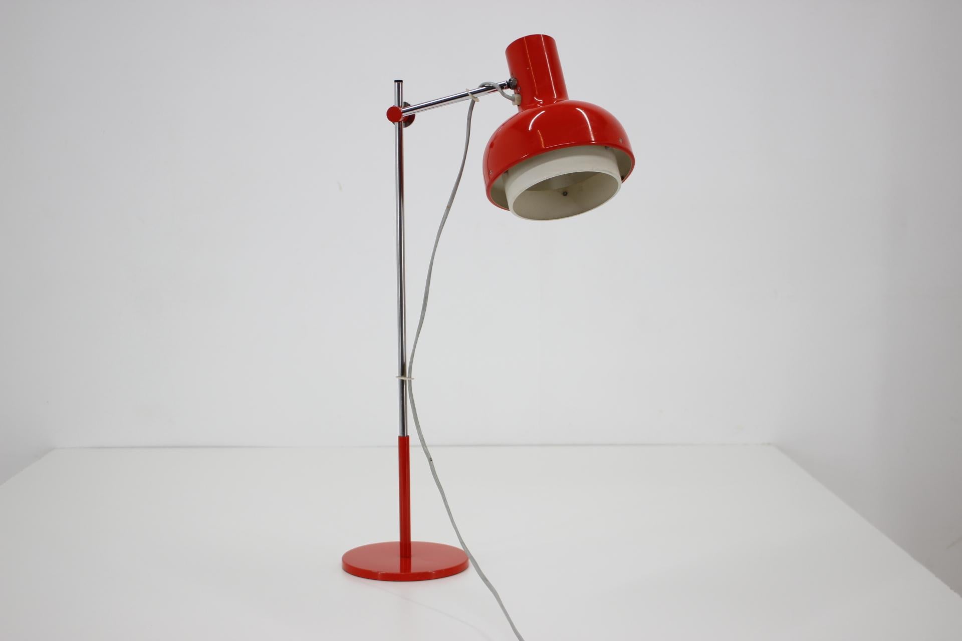 Mid-Century Modern 1960s Josef Hurka Red Desk Lamp, Czechoslovakia For Sale