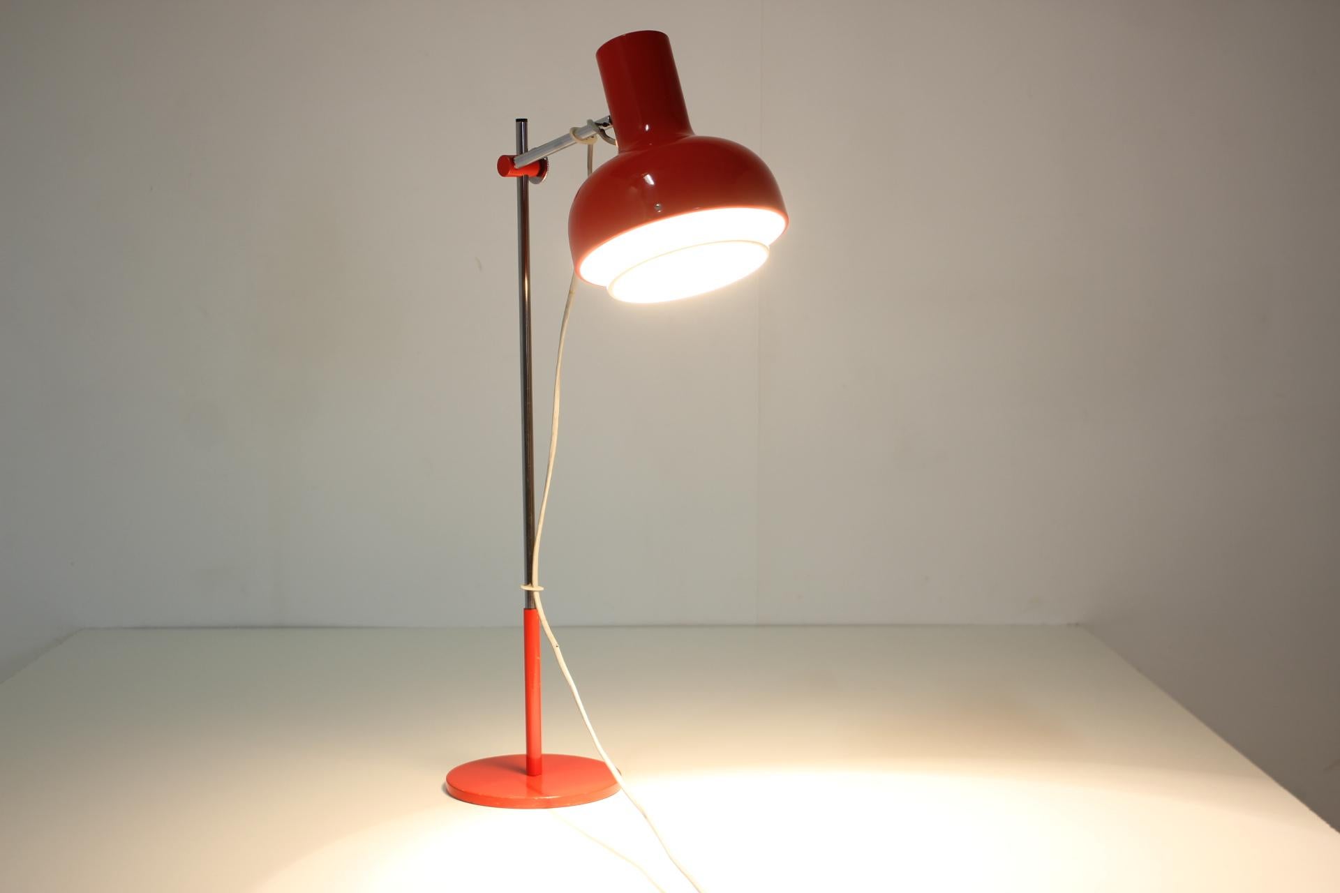 Mid-20th Century 1960s Josef Hurka Red Desk Lamp, Czechoslovakia For Sale