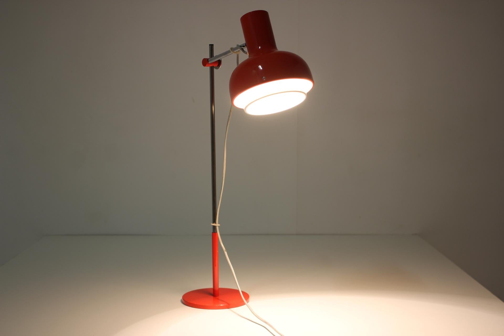 1960s Josef Hurka Red Desk Lamp, Czechoslovakia For Sale 1