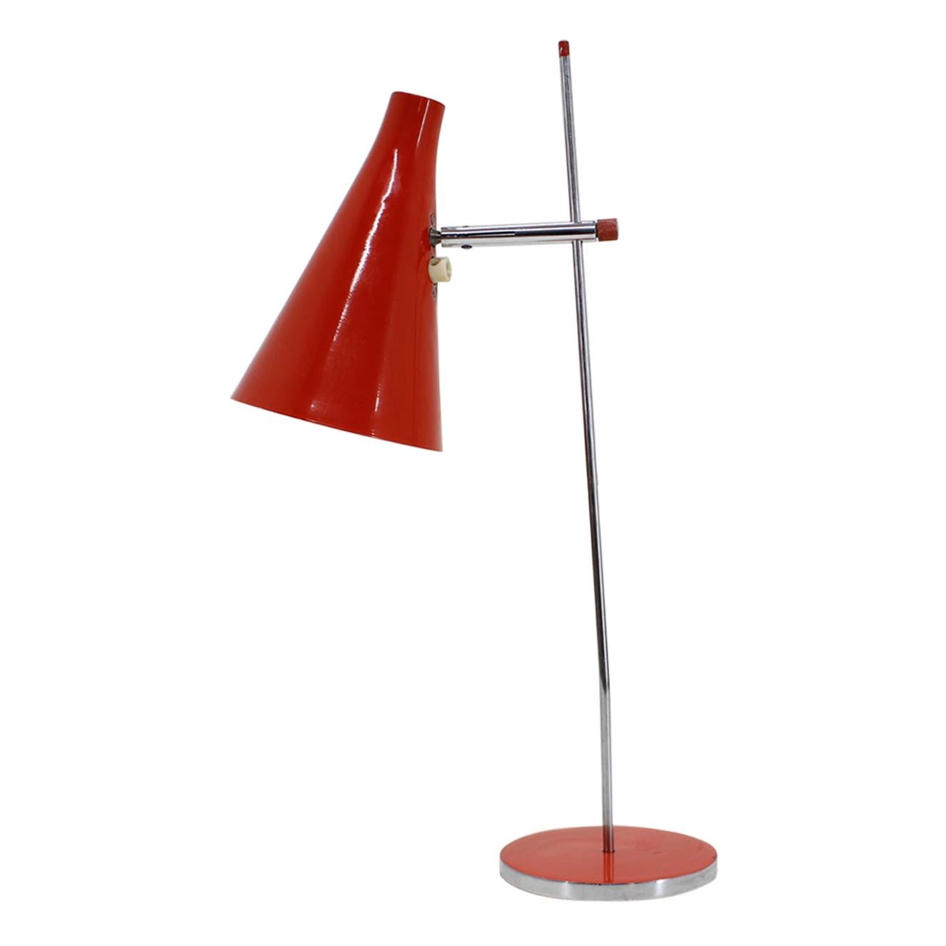 1960s Josef Hurka Red Desk Lamp, Czechoslovakia For Sale