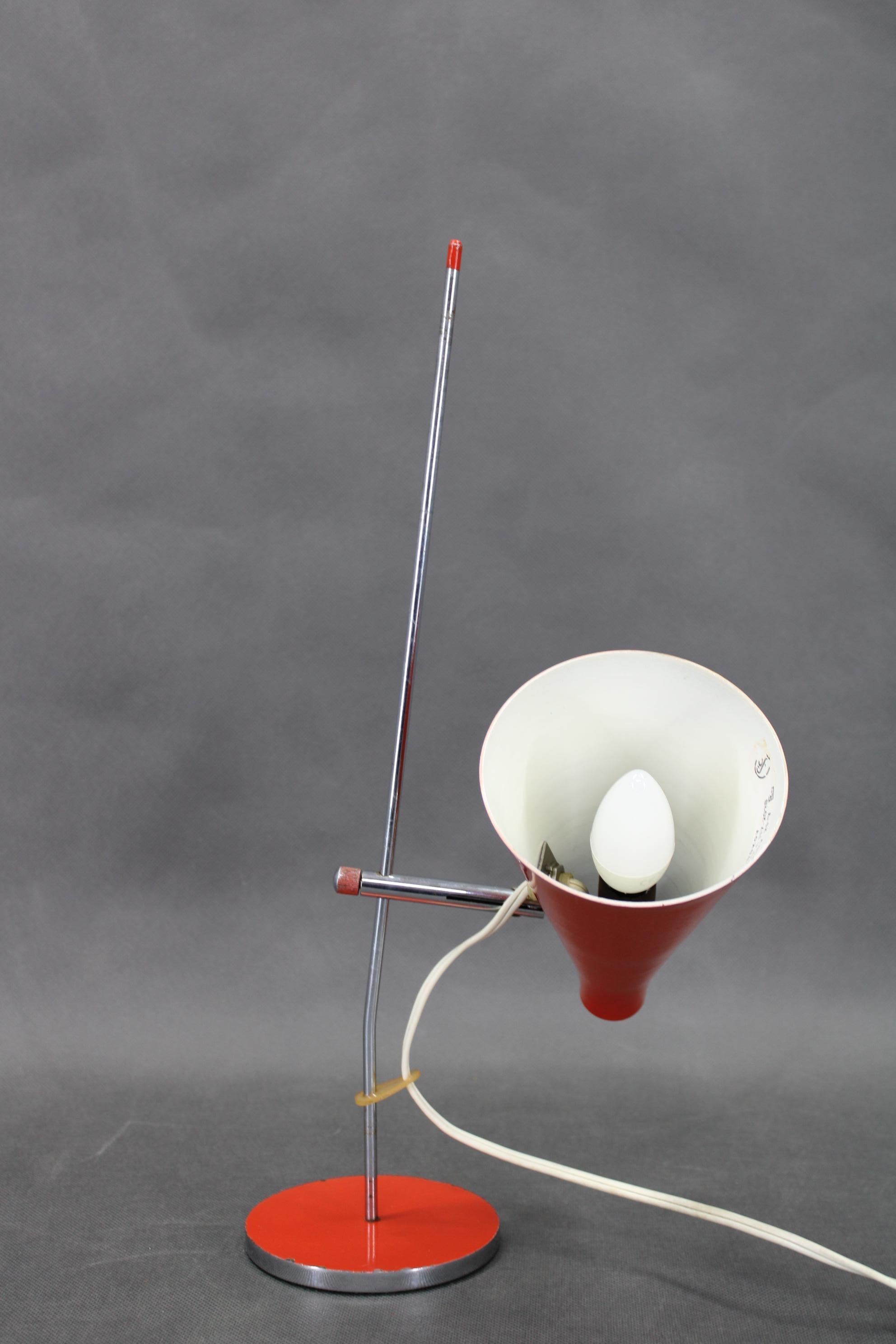 1960s Josef Hurka Red Table Lamp for Lidokov , Czechoslovakia For Sale 9