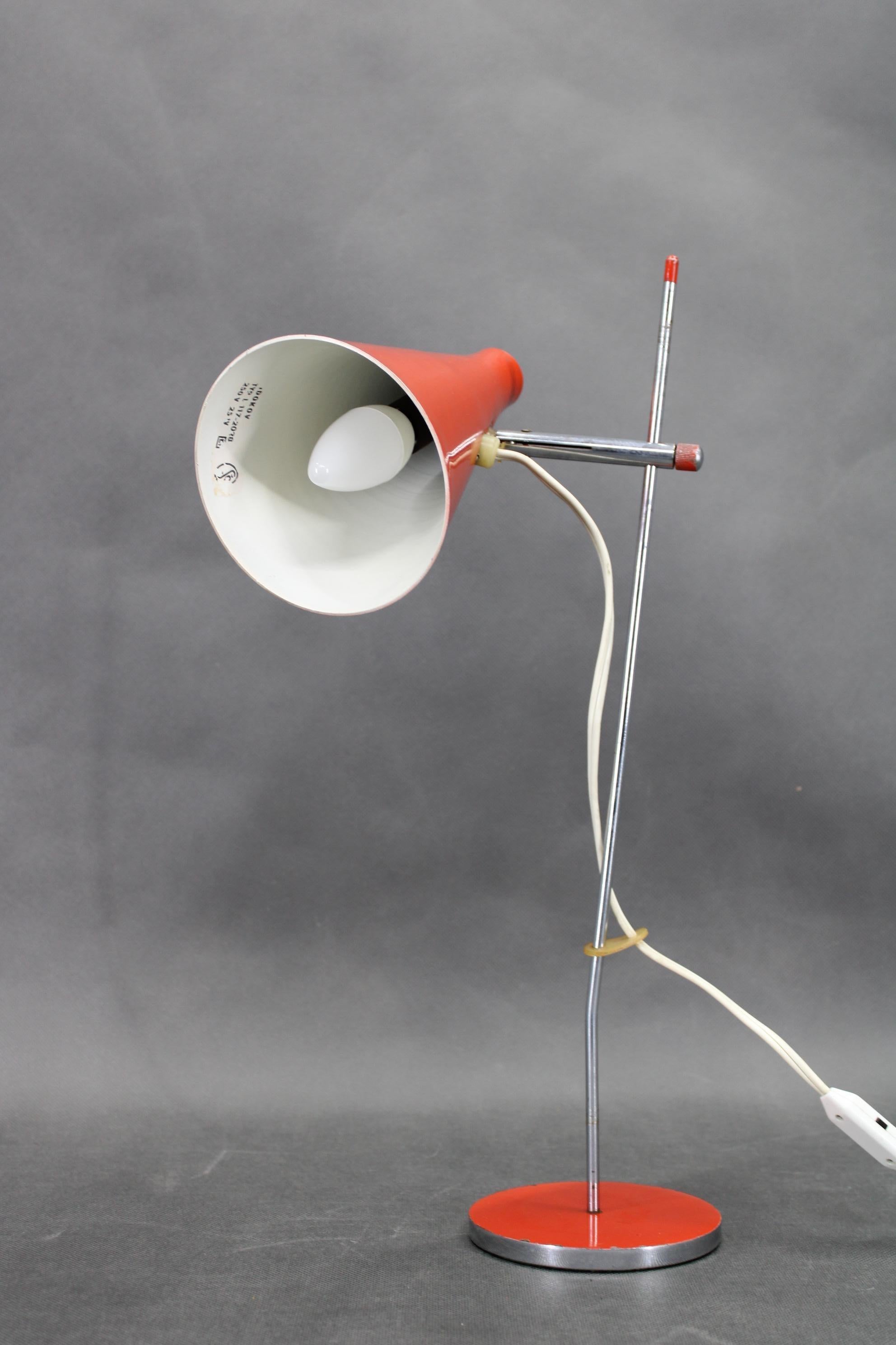1960s Josef Hurka Red Table Lamp for Lidokov , Czechoslovakia In Good Condition For Sale In Praha, CZ