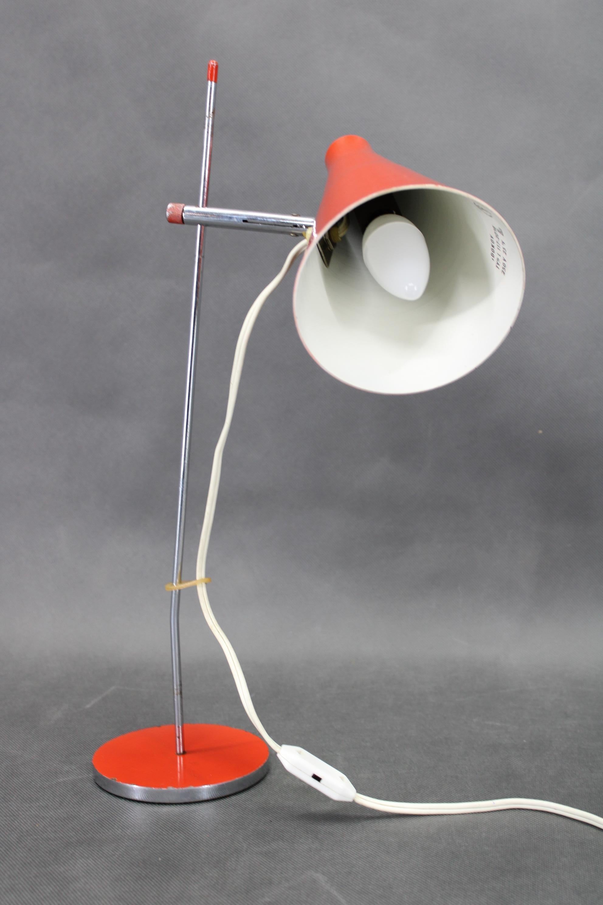 Mid-20th Century 1960s Josef Hurka Red Table Lamp for Lidokov , Czechoslovakia For Sale