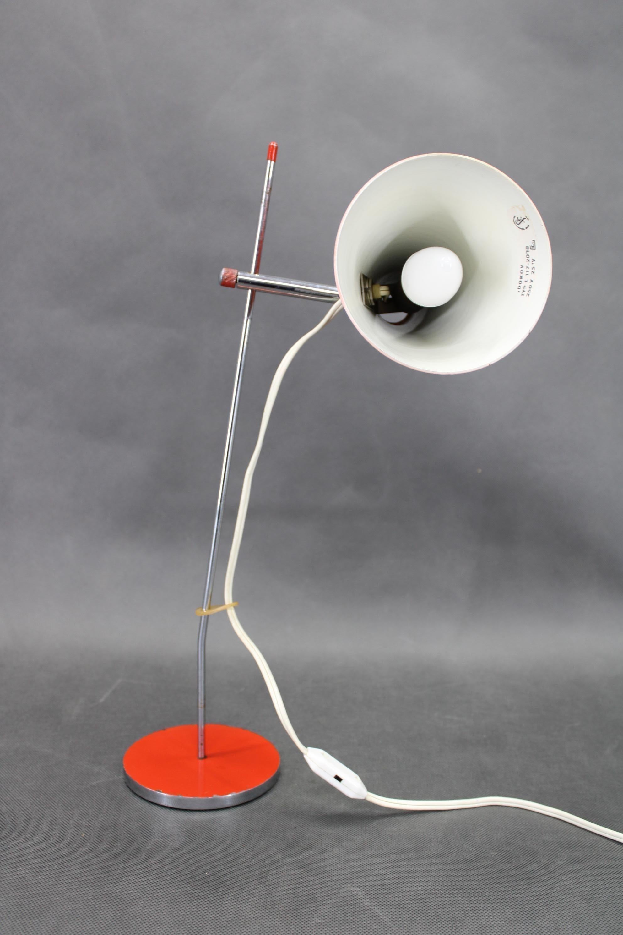 1960s Josef Hurka Red Table Lamp for Lidokov , Czechoslovakia For Sale 1