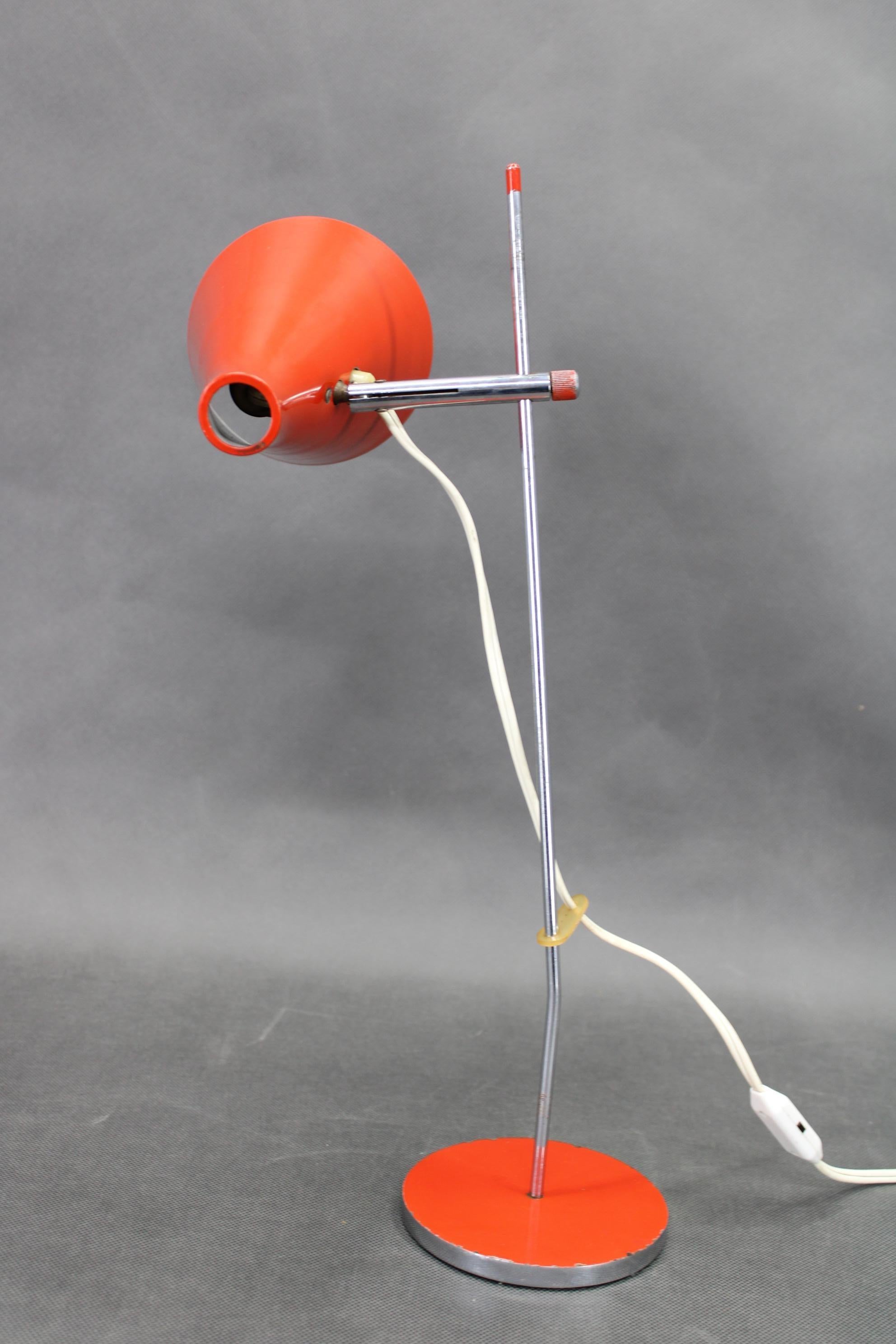 1960s Josef Hurka Red Table Lamp for Lidokov , Czechoslovakia For Sale 2