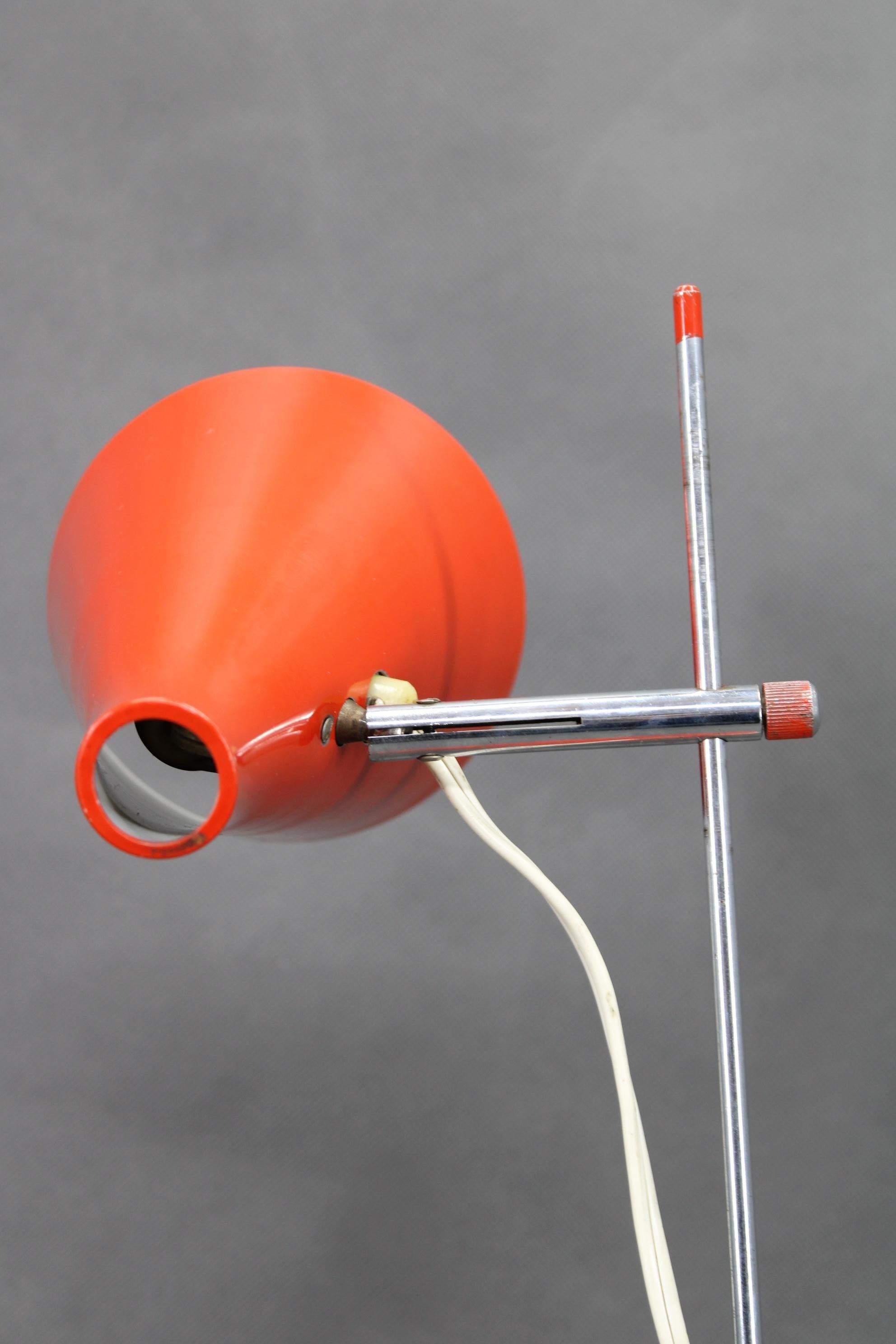 1960s Josef Hurka Red Table Lamp for Lidokov , Czechoslovakia For Sale 3