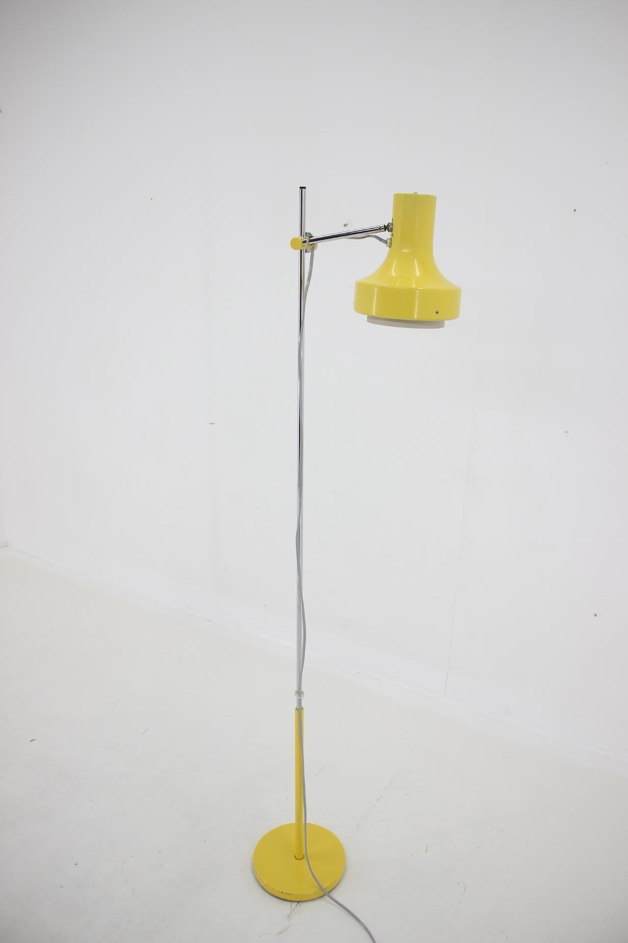 Mid-Century Modern 1960s Josef Hurka Yellow Floor Lamp, Czechoslovakia