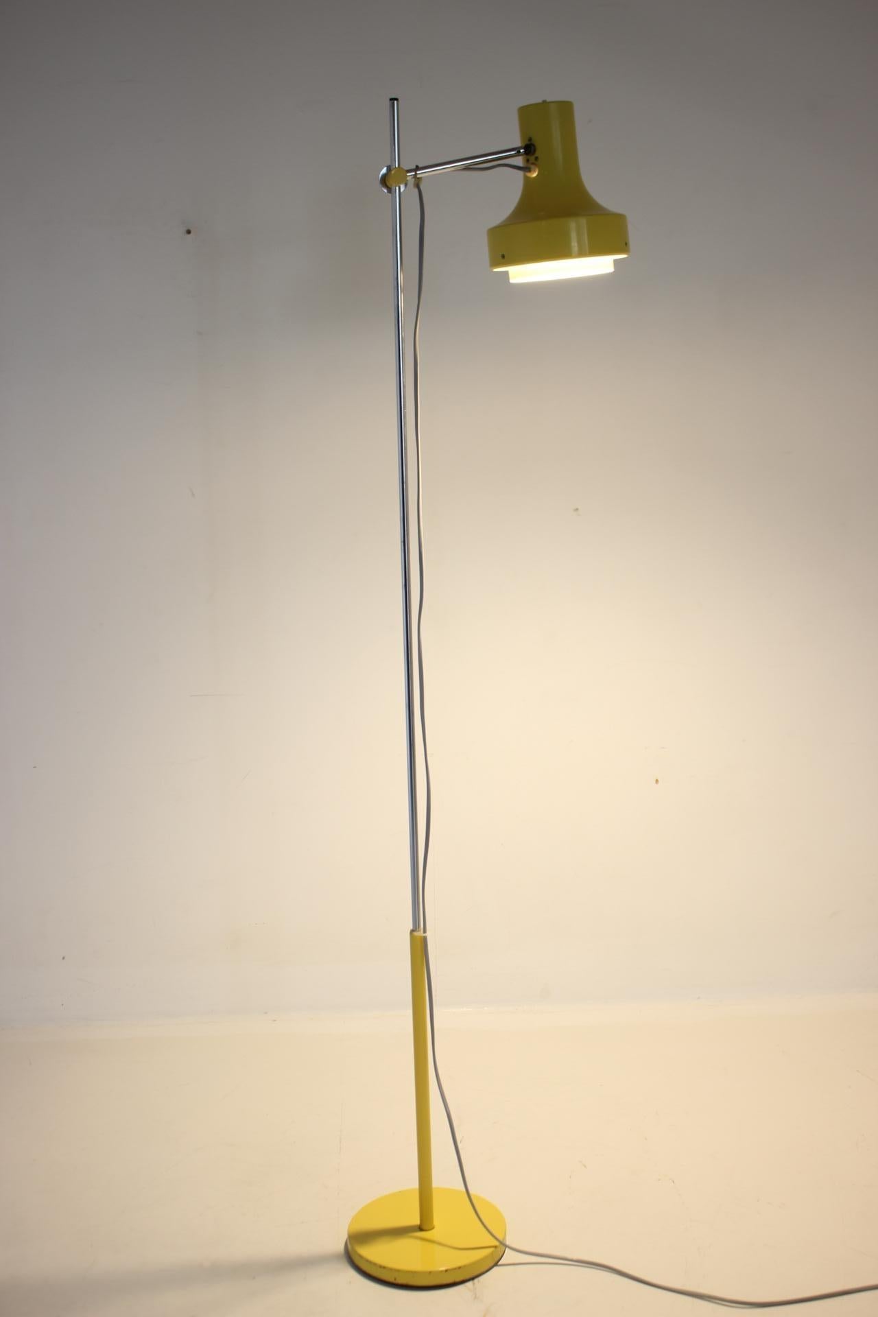 1960s Josef Hurka Yellow Floor Lamp, Czechoslovakia 1